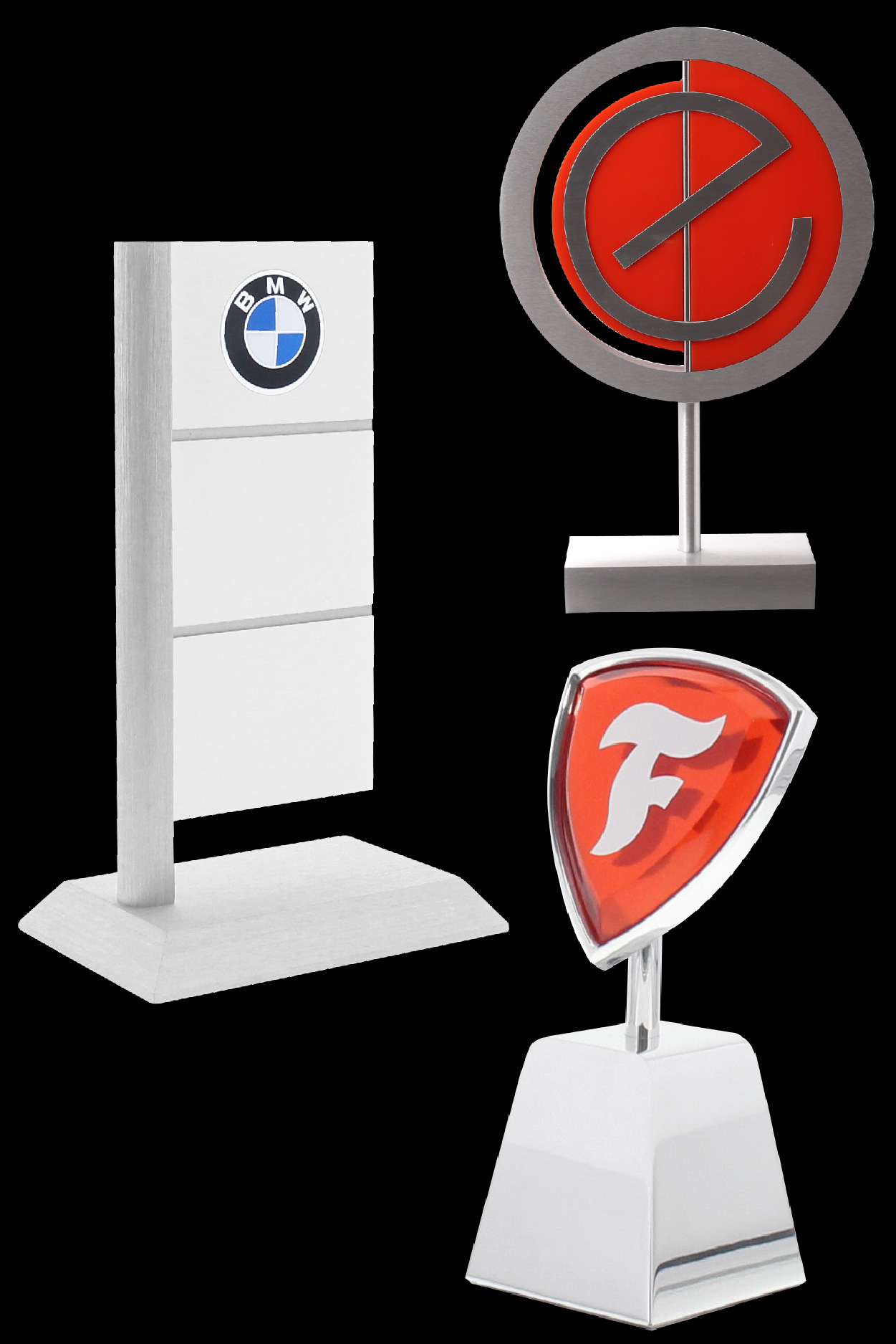 3 custom corporate awards with company branding